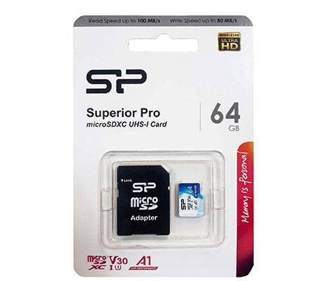 کارت حافظه microSDXC سیلیکون پاور مدل Superior Pro کلاس 10 استاندارد UHS-I U3 سرعت 100MBps ظرفیت 64